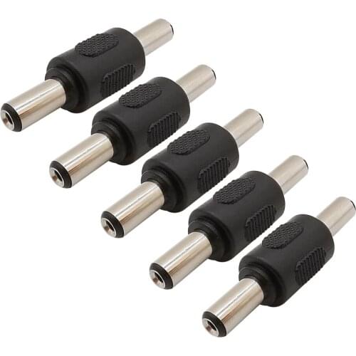 5Pcs 5.5mm x 2.1mm DC Power Plug 5.5*2.1mm DC Male to Male Plugs Conversion Head Jack Adapter Connector