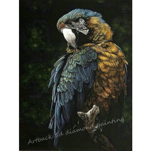 Parrot 5d diy diamond painting icon full square / round type drill pencil drawing animal 3d stick drill embroidered wall sticker