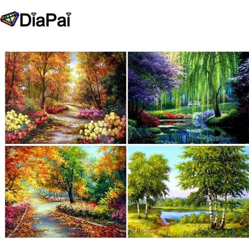 DIAPAI 5D DIY Diamond Painting 100% Full Square/Round Drill "Beautiful scenery of trees" 3D Embroidery Cross Stitch Home Decor