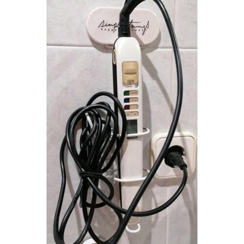 White Curling Rod Hanger Bathroom Wall Hanging Curling Rod Storage Rack Perforated Iron Curling Iron Storage Rack