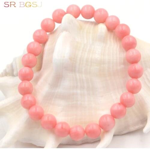 Free Shipping 6 8 10mm Mothers Day Gift Natural Pink Coral Gems Stone Stretchy Elegant Round Beads Bracelet 7" 7.5" 8"