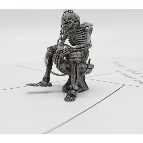 Skull keychain pendant toilet toilet wholesale crafts toilet ghost key ring key ring