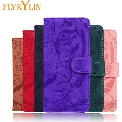 FLYKYLIN Wallet Cases For Samsung Galaxy M31S M51 Flip Funda For Samsung A01 Core Luxury Tiger Embossed Leather Phone Bag Coque