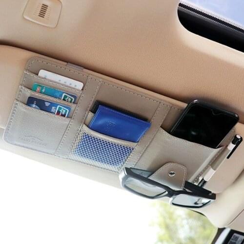 Car Sun Visor Storage Bag Organizer Pouch Pocket Card Glasses Phone Storage Holder Auto Car-Styling IC Card Holder Sunshade Bag