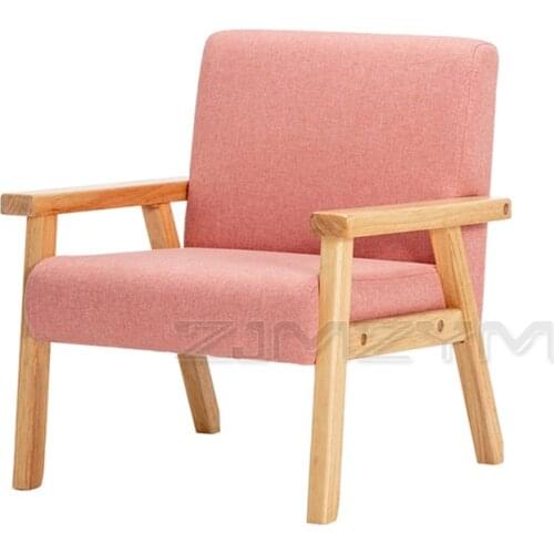 Children Sofa Girl Boy Sofa Chair Solid Wood Soft Fabric Seat Kindergarten Baby Learning Watching TV Leisure Single Sofa Chair