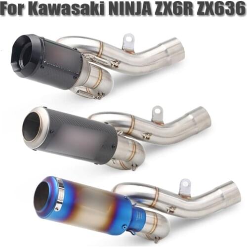 For Kawasaki ZX6R ZX636 2009-2020 Slip on Exhaust System Tip Muffler Escape Middle Mid Link Tube for Ninja ZX6R Motorcycle