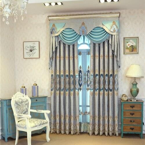 European luxury embroidered velvet villa curtains for living room windows high quality decorative curtains for bedroom hotel