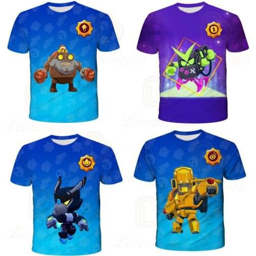 Cartoon t shirts Browlers Tick Star, Shooting Game 6 To 19 Years Kids Leon Fashion 3D t shirts Boys Girls Tops Children Clothes
