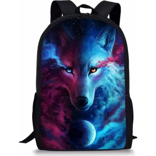 HaoYun Fashion Childrens Backpack Cartoon Wolf Printing Pattern Toddler School Book Bag Cool Animal Womens Travel Backpack