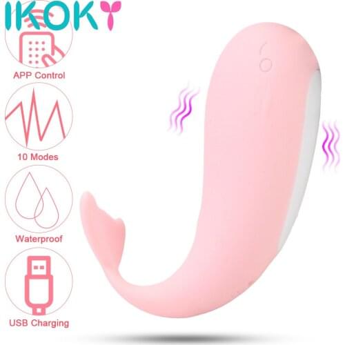 IKOKY G Spot Massage Vaginal Stimulator Bluetooth APP Control Whale shape Vibrating Egg 10 Modes Vibrators Sex Toys For Women