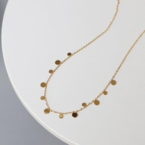Stainless Steel 18K Gold Coin Pendant for Women Short Chain Moon Star Heart Tassel Choker Necklace Statement Jewelry Gift