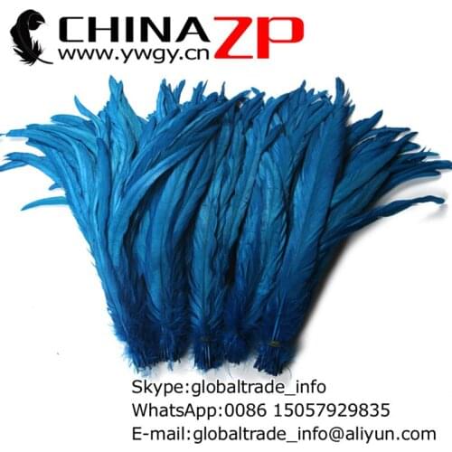 Leading Supplier CHINAZP Factory 100pieces/lot 30~35cm(12~14inch) Length Dyed Blue Rooster Tail Feathers