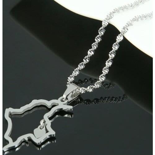 Stainless Steel Colombia Map Pendant Necklace Trendy Map of Colombian Heart Chain Jewelry