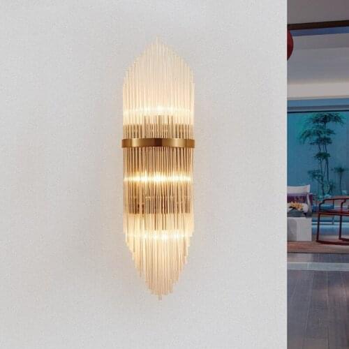 Creative Golden Luxury Indoor Living Room Crystal Wall Lamp Bedside Lamp Led Post Modern Classic Hotel Aisle Corridor Light