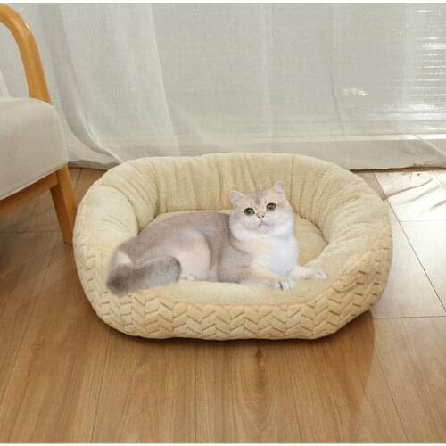 Round Long Plush Dog Beds For Small Chien Winter Pet Products Cushion Super Soft Fluffy Comfortable Cat Mat Supplies Accessories