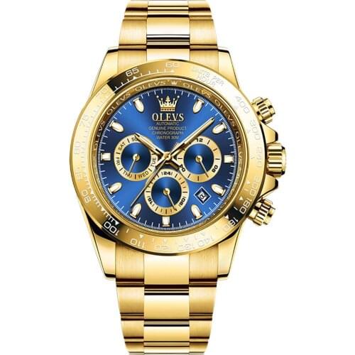 OLEVS Mens Automatic Mechanical Watches Waterproof Stainless Steel Strap date Fashion Sports Chronograph luminous Mens Watches