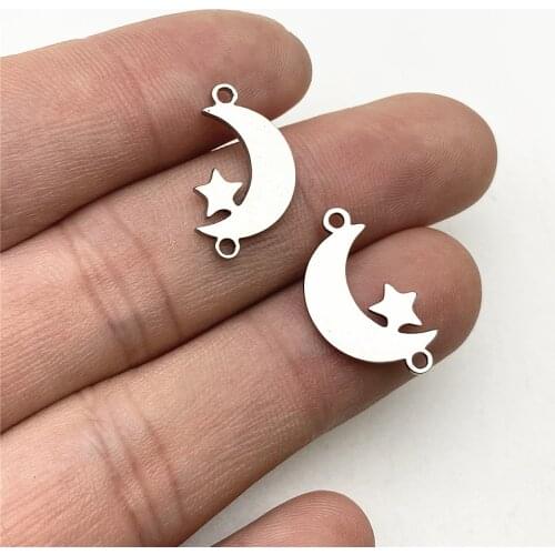 New Moon Star Vintage Bracelet Connector 10pcs Stainless steel Half Moon Jewelry Connect Necklace Pendant Diy Jewelry Finding