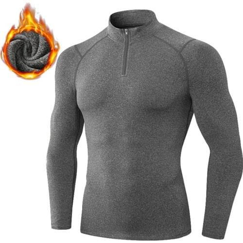 Autumnn Winter Thermal Underwear Tops Men Running Hooded Fitness Long Sleeve Sport Shirts Quick Dry Male Gym Jogging Sweatshirts