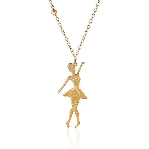 Trendy Gold Silver Dancer Pendant Necklace Strip Ballerina Dancer Gift