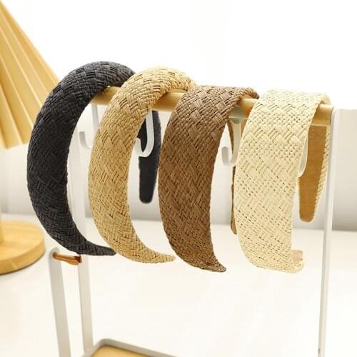 2021 European and American new style headband fashion raffia sponge headband temperament ladies outer starting hoop