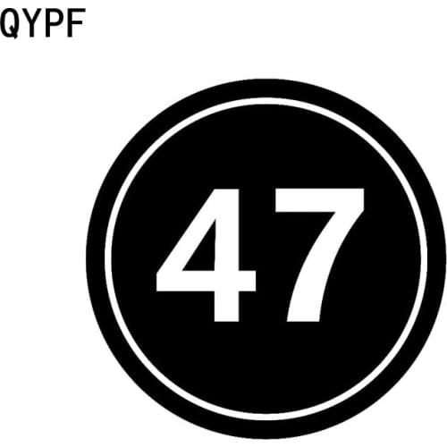 QYPF 12CM*12CM Funny Number 47 Round Circle Decal Black/Silver Vinyl Car Sticker Accessories C15-0569