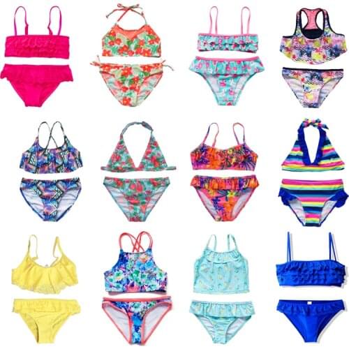 New 2021 Childrens Swimwear Two Pieces Flamingo Swimsuit For Girls 2021 Summer Bikini Set Kids Swimsuit Lovely Swimwear G1-K337