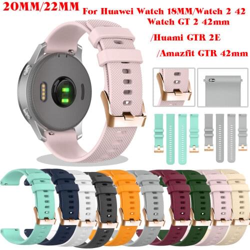 Soft Silicone Sport Strap 18/20MM For Huawei Watch 2 42/18/GT 2 42/Huami GTR 2E Watchband Band Amazfit GTR 42mm GTS 2e Bracelet