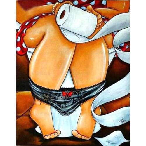 Sexy Fat Lady DIY Diamond Painting Funny Tolit Ladies Full Drill Embroidery Cross Stitch for Home Decoration