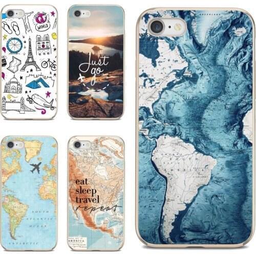 For Xiaomi mi Redmi Note 3 4 4X 5 6 7 8 8t 9 9s 9t 10 pro lite Silicone Shell Case World-Map-Travel-Plans