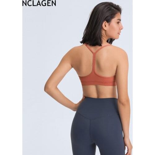 NCLAGEN Sports Bra High Support Yoga Suspender Fitness Gym Workout Running Y-shaped Beauty Back Women Crop Top Push-up Halter
