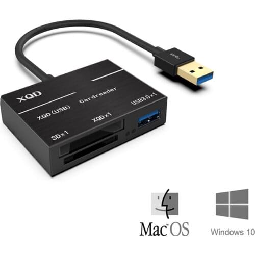 Super Speed up to 500MB/s USB3.0 XQD SD Card Reader USB Hub Memory Adapter for Sony M&G Series, Nikon D4/D5