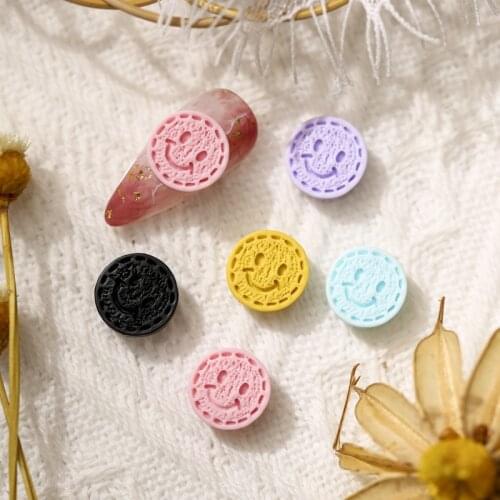 Round Smiley Face Nail Art Decoration Flat Back Resin Carving Cute Japanese Style Fingernail DIY Accessories New