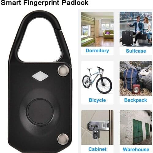 Smart Lock Fingerprint padlock USB Battery Waterproof Indoor/Outdoor Cabinet/Drawer/Gym Bag/Backpack/wardrobe/Locker/Diary book