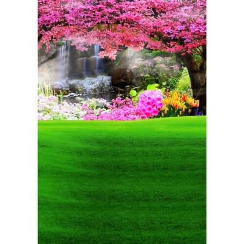 Waterfall photo background vinyl fotografia green grassland photography backdrop for photo studio props scenic photophone F-1024