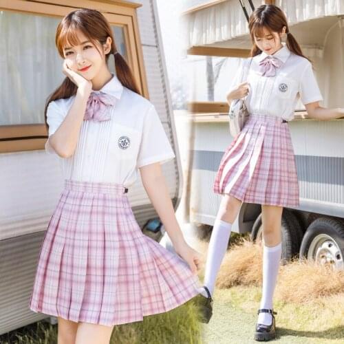 Girls heart jk spot with uniform genuine plaid skirt pleated skirt college students skirts wind in spring and summer