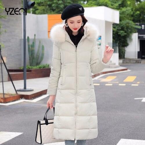 Yzeqi 2021 Fur Collar Thick Cotton-padded Jacket Fashion Casual Hooded Parkas Warm Coat Winter Jacket Women Down Coat Streetwear