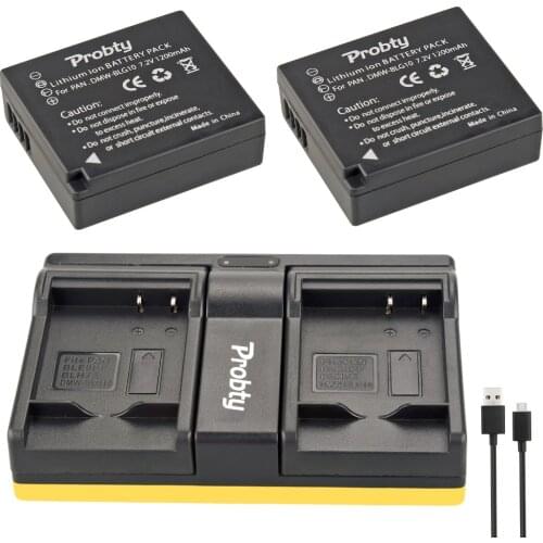 Probty 2pcs DMW-BLG10 DMW BLG10 Camera Battery + USB Dual Charger For Panasonic DMC GF6 GX7 GF3 GF5 DMW-BLG10GK LX100 GX80 GX85