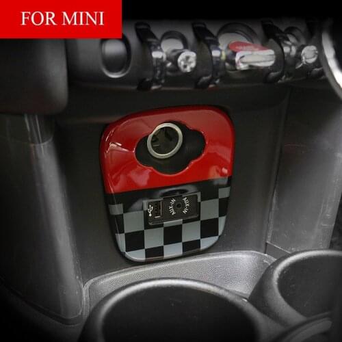 1pcs ABS Cigarette Lighter USB AUX Console Panel Decal Interior Stickers For Mini Cooper JCW F55 F56 Car Accessories