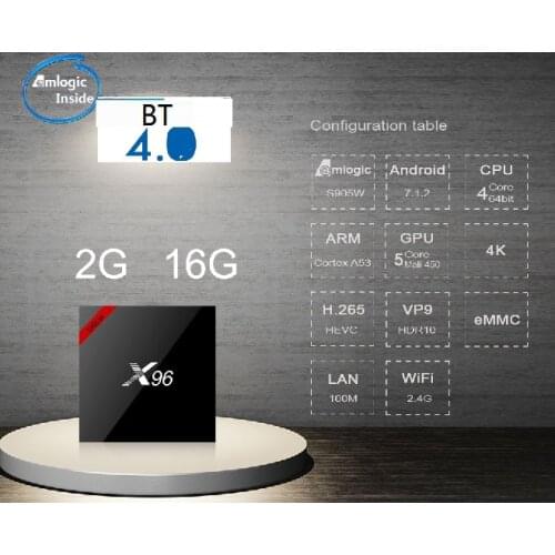 10pcs X96 S905W bluetooth Android 7.1 Amlogic s905w 1G/8G 2G/16G 2.4G WIFI H.265 UHD KDplayer 17.3