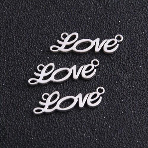 12pcs/lot 10*33mm Antique Metal Alphabet Letter Love Charms Jewelry Connectors for Bracelets