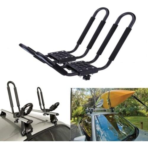 2Pcs Car Roof Rack Luggage Carrier Car Kayak Roof Rack Vehicle-mounted Universal Metal J-Bar Car Top Mount Canoe Skiing