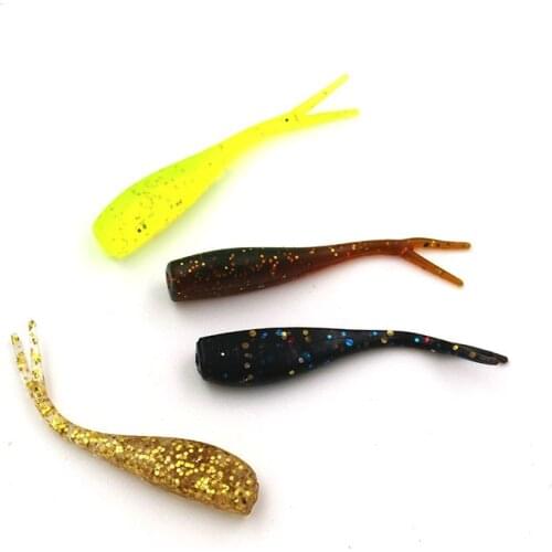 20pcs Worms Soft Lures Silicone Bait Fork Tail 5cm 1g Goods For Fishing Swimbait Wobblers Bionic Artificial Bait Carp Tackle