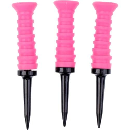 3pcs 83mm Durable Rubber Cushion Top Plastic Golf Tee Golf Tool Random Color