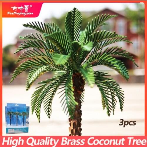 3/pkg Brass Etched Model Palm trees 3.94" (100mm) landscape model train railway/railroad layout scenery DIY miniature manualidad