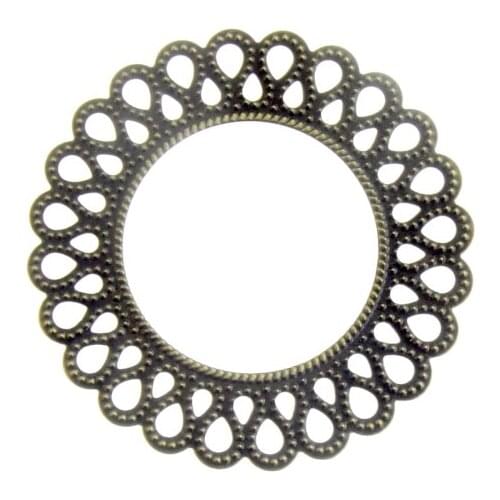 Free shipping Retail 5Pcs Silver Tone Filigree Wraps Round Connectors Metal Crafts Gift Decoration DIY Findings 5.7x3.2cm F0333