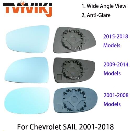 TVYVIKJ Side Rearview Mirror Blue Glass Lens For Chevrolet SAIL 2001-2018 Chevy Wide Angle View anti glare door mirror