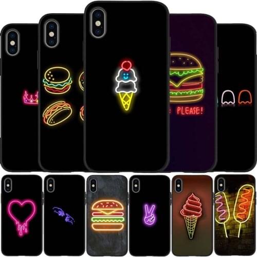 Neon art black Silicone Phone Case For iPhone 12 XR XS Max 5 5S SE 2020 6 6S 7 8 PLUS X 11Pro Max 11 Cover
