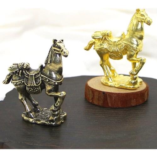 Pure Brass Chinese Zodiac Horse Cicada Lucky Feng Shui Antique Ornament Small Animal Statue Miniatures Figurines Home Decoration