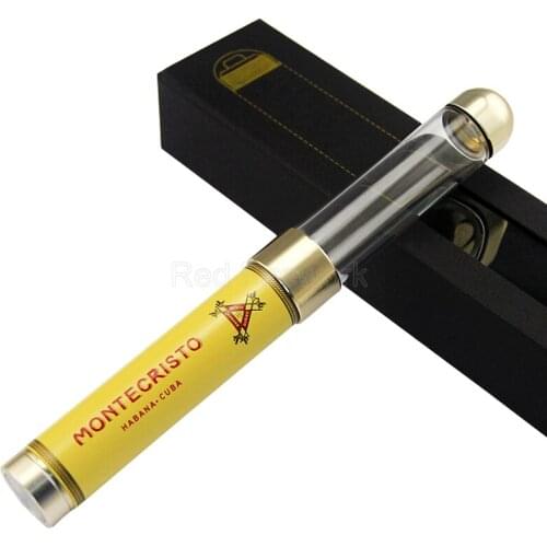 Business Office Adjustable Cigar Tube Plastic Metal Cigars Box Travel Humidor Single Holder Cigar Jar W/Gift Box Fit COHIBA