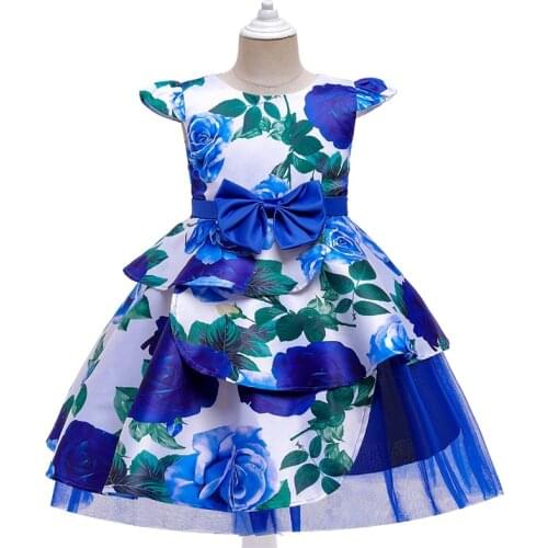 Children Flower Printed Tutu Princess Birthday Party Prom Wedding Evening Infant Summer Dress Gown Vestidos Baby Girls Clothes